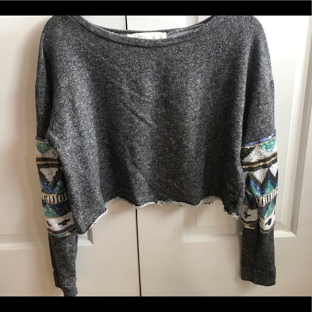Gray crop sweater